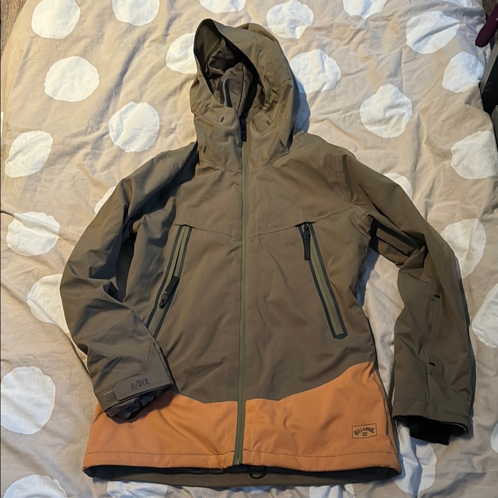 Billabong Green and Orange Hooded snowboard Jacket